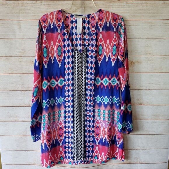 La Blanca Printed Swimsuit Beach Pool Coverup Colorful Size XS